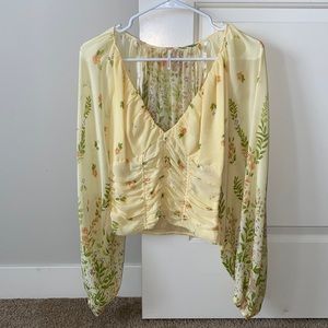 Free People Yellow Floral Blouse